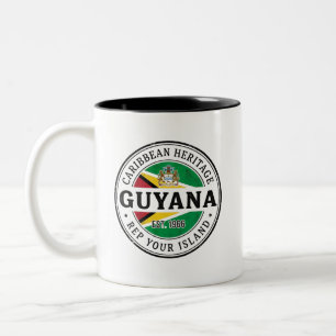 Guyana Passport Stamp Caribbean Heritage Two-Tone Coffee Mug