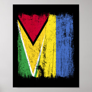 Guyana Ukraine Half Flag Guyanese Ukrainian Herita Poster