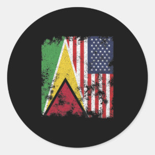 Guyana USA Flag - Half American Classic Round Sticker