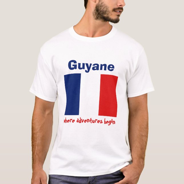 Guyane Flag + Map + Text T-Shirt (Front)