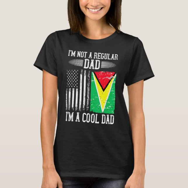 Guyanese American Flag Guyana Root Dad T-Shirt (Front)