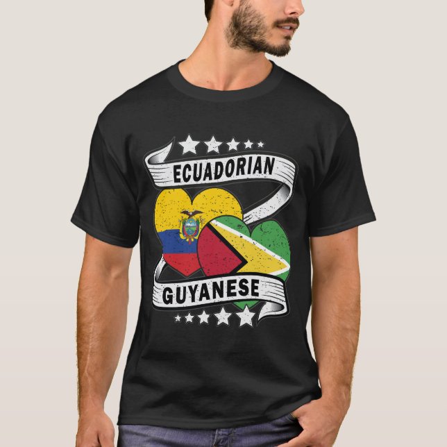 Guyanese And Ecuadorian Flag T-Shirt (Front)