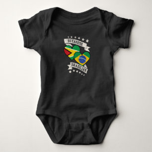 Guyanese Brazilian Heart Flags Guyana Brazil Baby Bodysuit