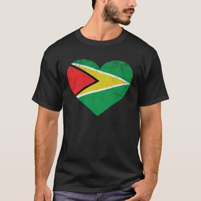 Guyanese Flag Heart I Love Guyana T-Shirt (Front)