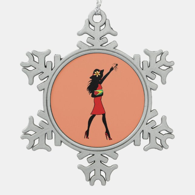 Guyanese Girl Snowflake Ornament (Front)