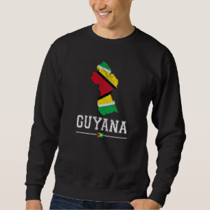 Guyanese Map And Flag Souvenir Distressed Guyana Sweatshirt