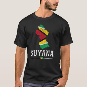 Guyanese Map and Flag Souvenir Distressed Guyana T-Shirt