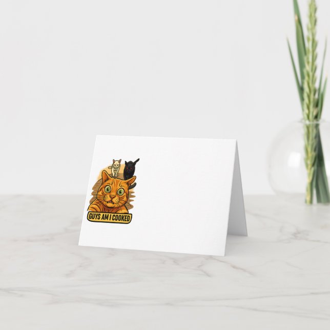 Guys Am I Cooked? Funny Cat Meme Panic Reaction Thank You Card (Front)
