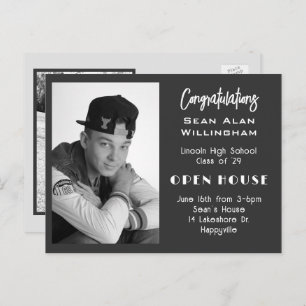 Guys High School Graduation 2 Photo Invitations