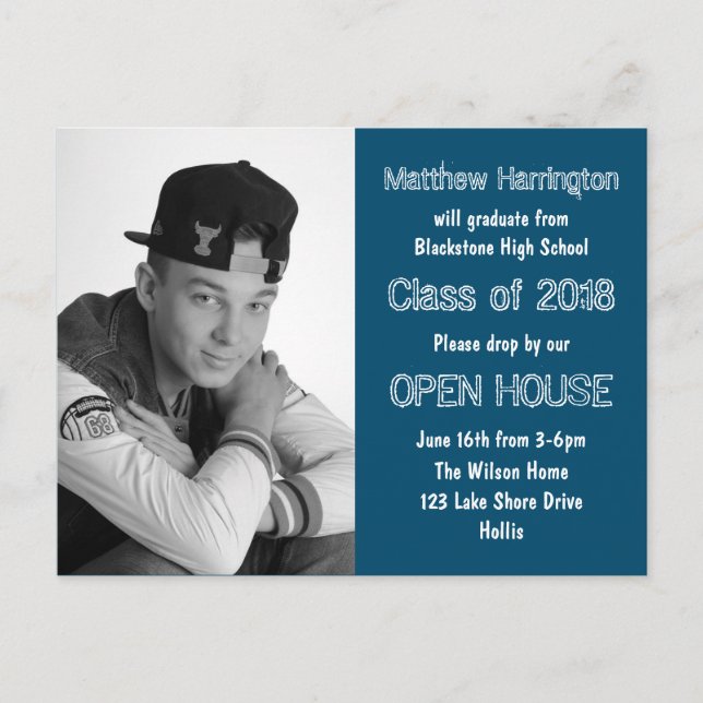 Guys High School Graduation Photo Invitations (Front)