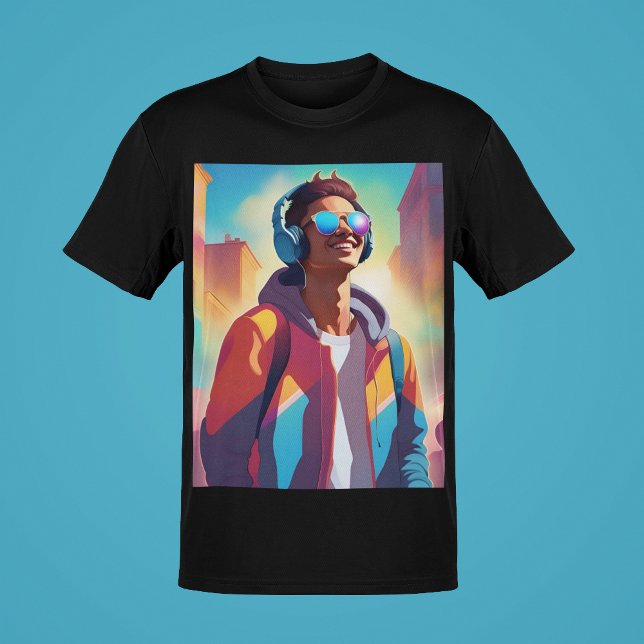 Guy's Music Portrait Cool Swag Young Guys Style  T-Shirt (Creator Uploaded)
