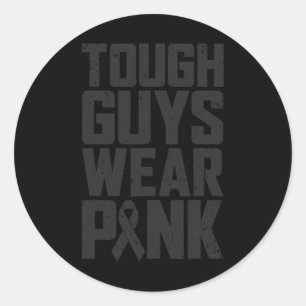 Guys Wear Pink Breast Cancer Awareness Men Boys Gi Classic Round Sticker