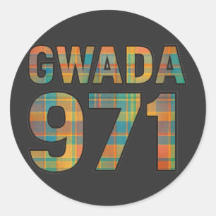 GWADA 971 Madras Vibrant - Guadeloupean Pride Classic Round Sticker