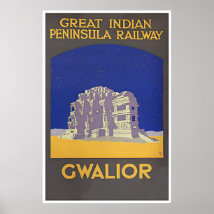 Gwalior India Art Vintage Travel Poster Print