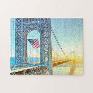 GWB connecting Fort Lee NJ and Manhattan NYPlus Jigsaw Puzzle