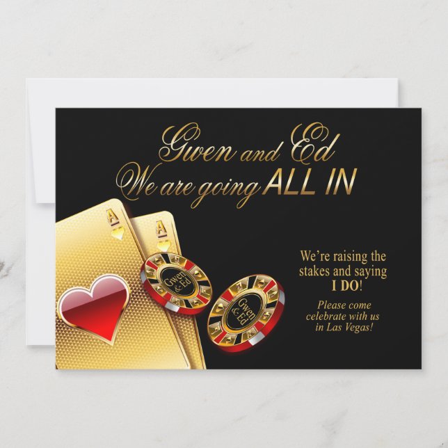 Gwen ALL IN Casino Wedding ASK 4 NAMES IN CHIPS Invitation (Front)