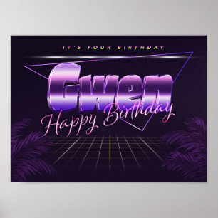 Gwen Name Vorname lila retro Poster Geburtstag