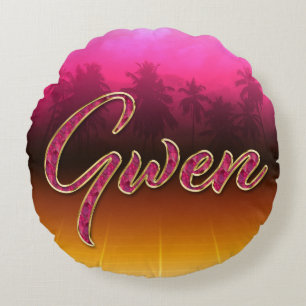 Gwen Vorname Name golden pink Kissen Round Cushion