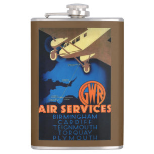 GWR Air Services Vintage PosterEurope Hip Flask