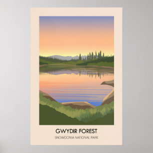 Gwydir Forest Snowdonia Travel Poster