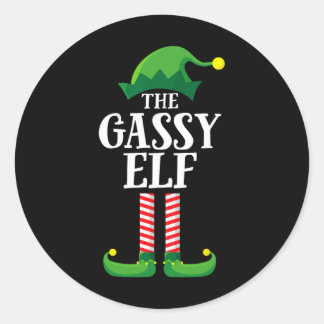 Gy Elf Matching Family Group Christmas Party Classic Round Sticker