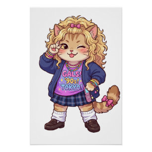 "gyaru" style that was popular in Japan in the 90s Poster