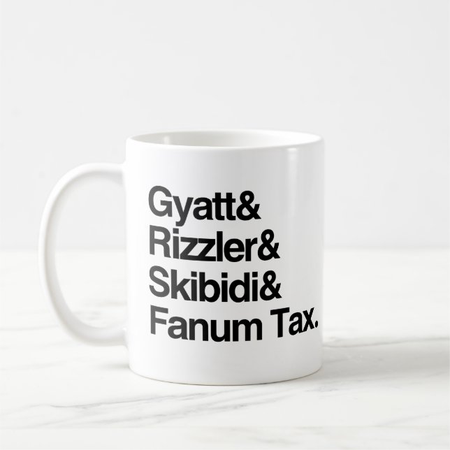 Gyatt Rizzler Skibidi and Fanum Tax Coffee Mug (Left)