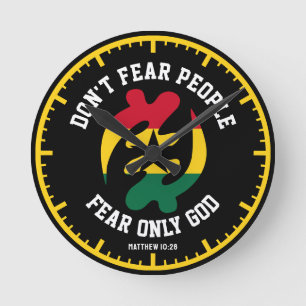 Gye Nyame Adinkra Christian Ghana FEAR ONLY GOD  Round Clock