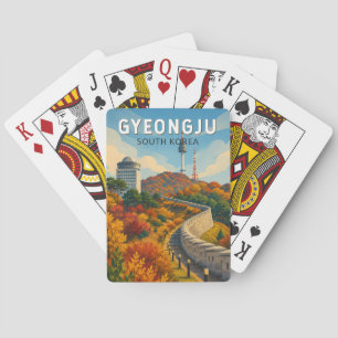 Gyeongju South Korea Illustration Travel Art Playing Cards