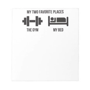 Gym and Bed - Funny Cartoon Pictogram - Novelty Notepad