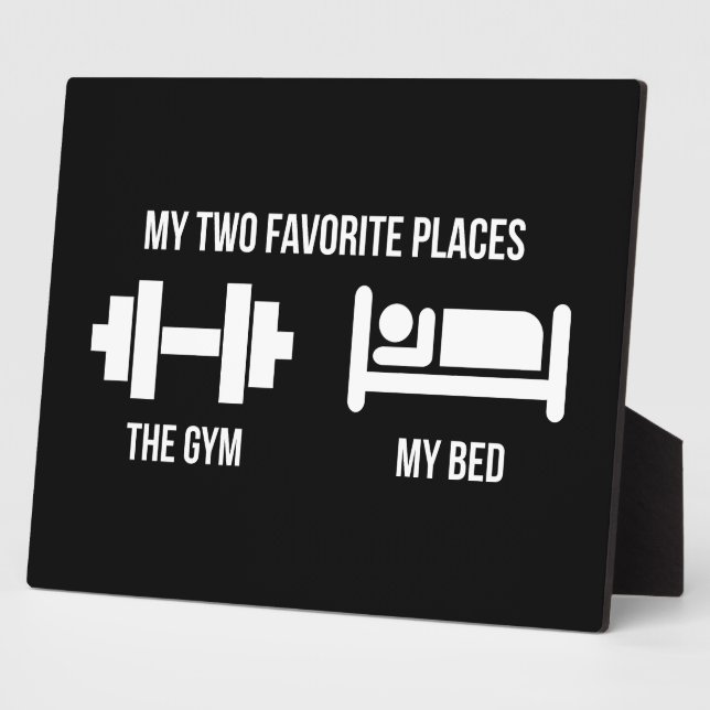 Gym and Bed - Funny Cartoon Pictogram - Novelty Plaque (Side)
