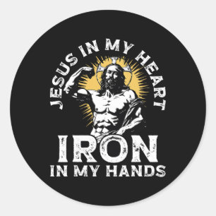 Gym And Jesus Christian Bodybuilder Religious Body Classic Round Sticker