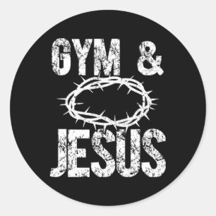 Gym And Jesus Christian Bodybuilder Religious Body Classic Round Sticker