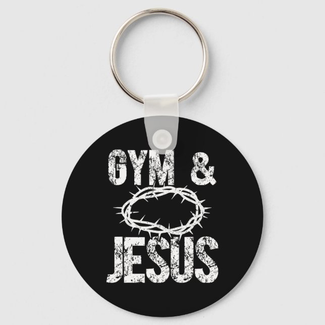 Gym And Jesus Christian Bodybuilder Religious Body Key Ring (Front)
