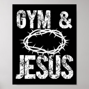 Gym And Jesus Christian Bodybuilder Religious Body Poster