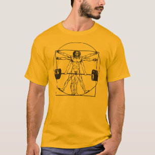 Gym Barbell Deadlift - Vitruvian Man T-Shirt