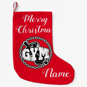 Gym Barbell Logo Thunder_Cove Small Christmas Stocking