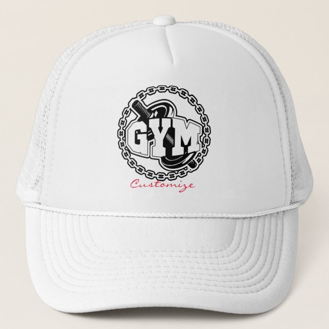 Gym Barbell Logo Thunder_Cove Trucker Hat (Front)