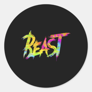 Gym Beast Bodybuilding Workout Humour Tie Dye Weig Classic Round Sticker
