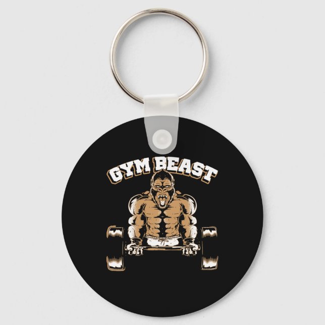 Gym Beast Gorilla Weightlifting Bodybuilding Worko Key Ring (Front)