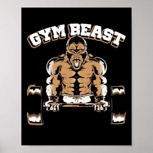 Gym Beast Gorilla Weightlifting Bodybuilding Worko Poster (Front)