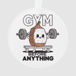 gym before anything fitness funny cartoon Ornament