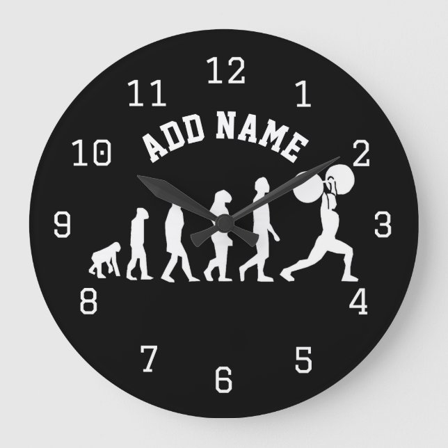 Gym Bodybuilder ANY COLOR Personalised Large Clock (Front)