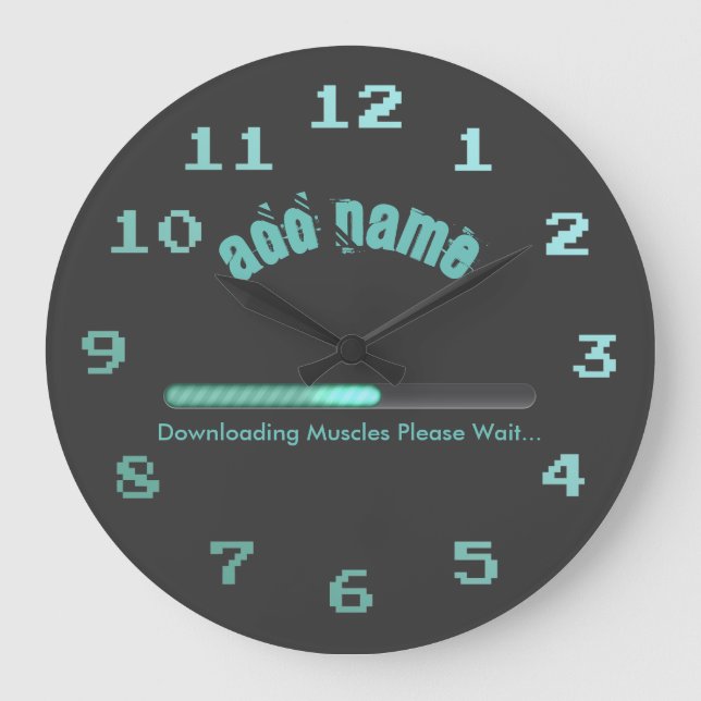 Gym Bodybuilder Loading Muscles Personalised Large Clock (Front)