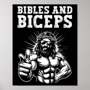 Gym Bodybuilding Fitness Humour Bibles And Biceps Poster