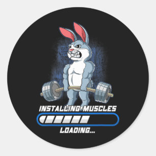 Gym Bodybuilding Installing Muscles  Classic Round Sticker