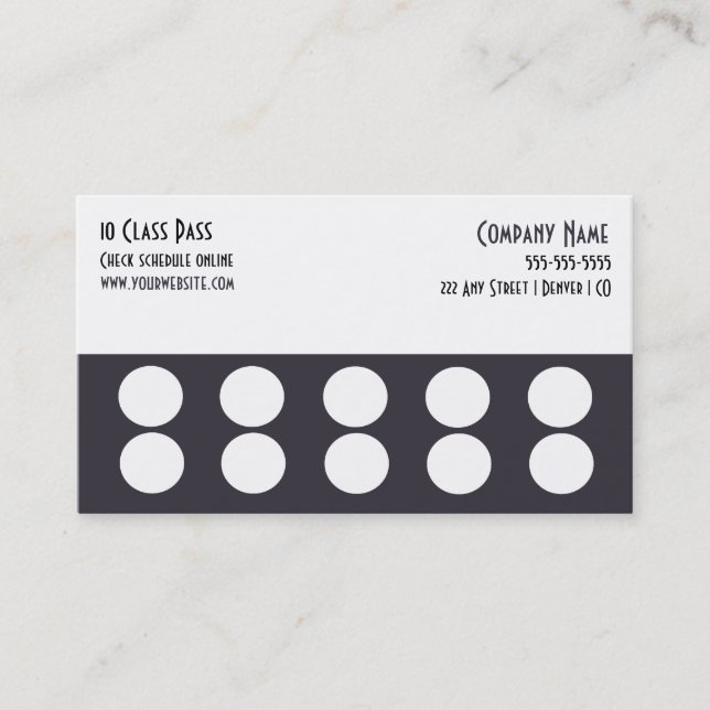 Gym Business Card 10 Class Pass Card (Front)