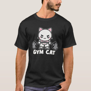 Gym Cat, Cute, Kawaii, Cartoon, Anime - Gym Motiva T-Shirt