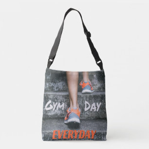 Gym Day Everyday Workout Motivation Stairs Orange Crossbody Bag