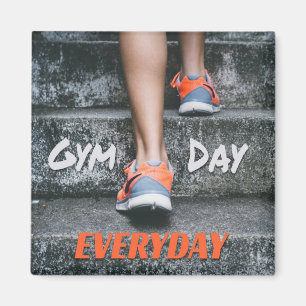 Gym Day Everyday Workout Motivation Stairs Orange Magnet